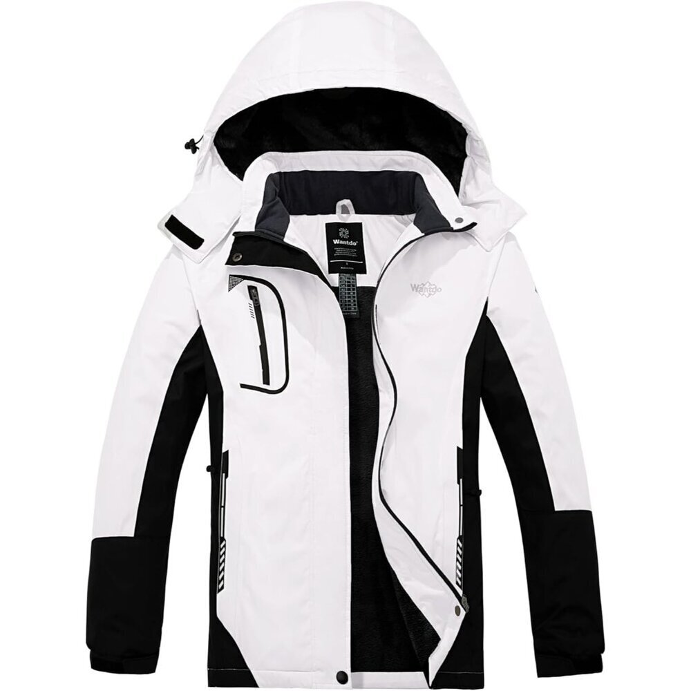 Women's  White & Black Mountain Waterproof Ski Jacket Windproof Rain Jacket  Coa